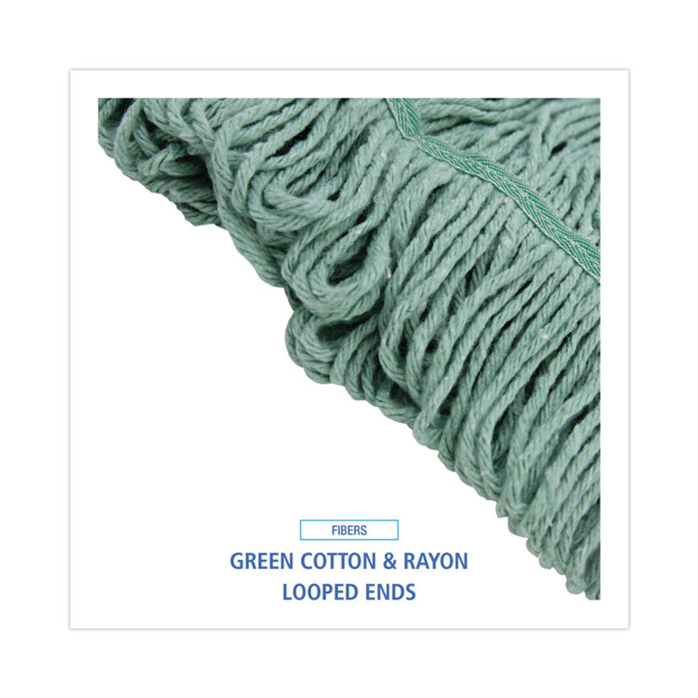 BOARDWALK 502GNNB Mop Head, Premium Standard Head, Cotton/Rayon Fiber, Medium, Green, 12/Carton