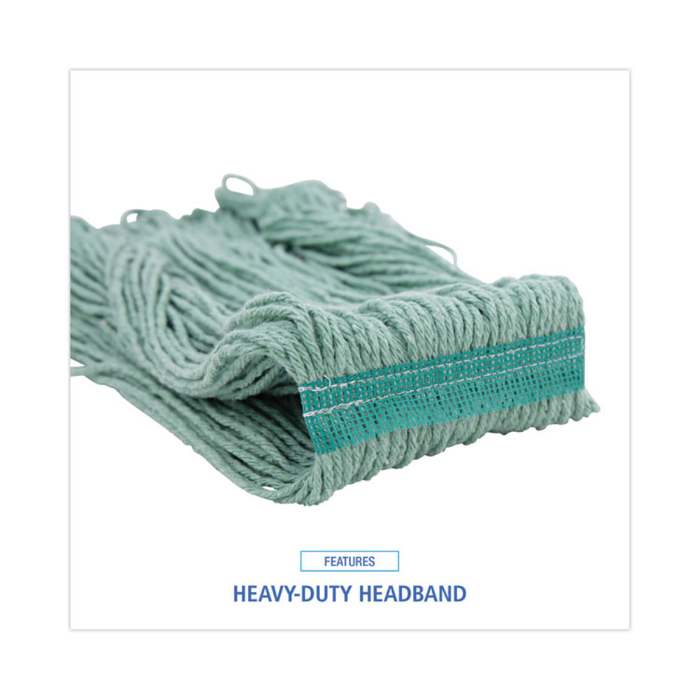 BOARDWALK 502GNNB Mop Head, Premium Standard Head, Cotton/Rayon Fiber, Medium, Green, 12/Carton