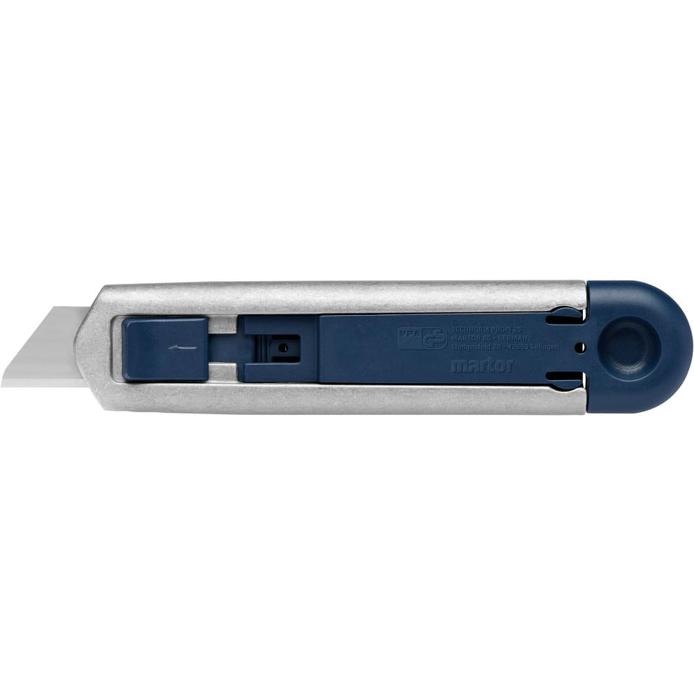 Martor USA 120701.02 Utility Knives, Snap Blades & Box Cutters; Type: Semi automatic rectractable blade; Metal Detectable Plastic ; Blade Type: Trapezoid ; Handle Material: Aluminum; Metal; Plastic ; Blade Material: Stainless Steel ; Blade Length (De