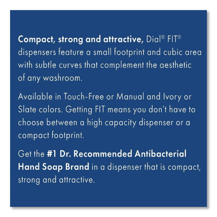 DIAL PROFESSIONAL 16656 FIT Universal Manual Dispenser, 1.2 L, 4 x 5.13 x 10.5, Ivory, 3/Carton