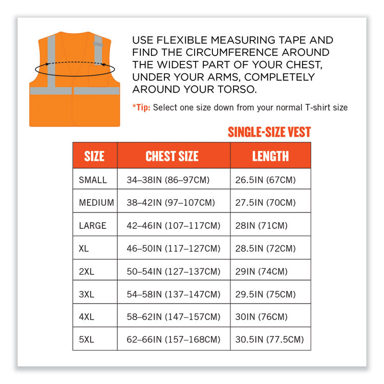 TENACIOUS HOLDINGS, INC. ergodyne® 24533 GloWear 8210HL-S Single Size Class 2 Economy Mesh Vest, Polyester, Medium, Orange