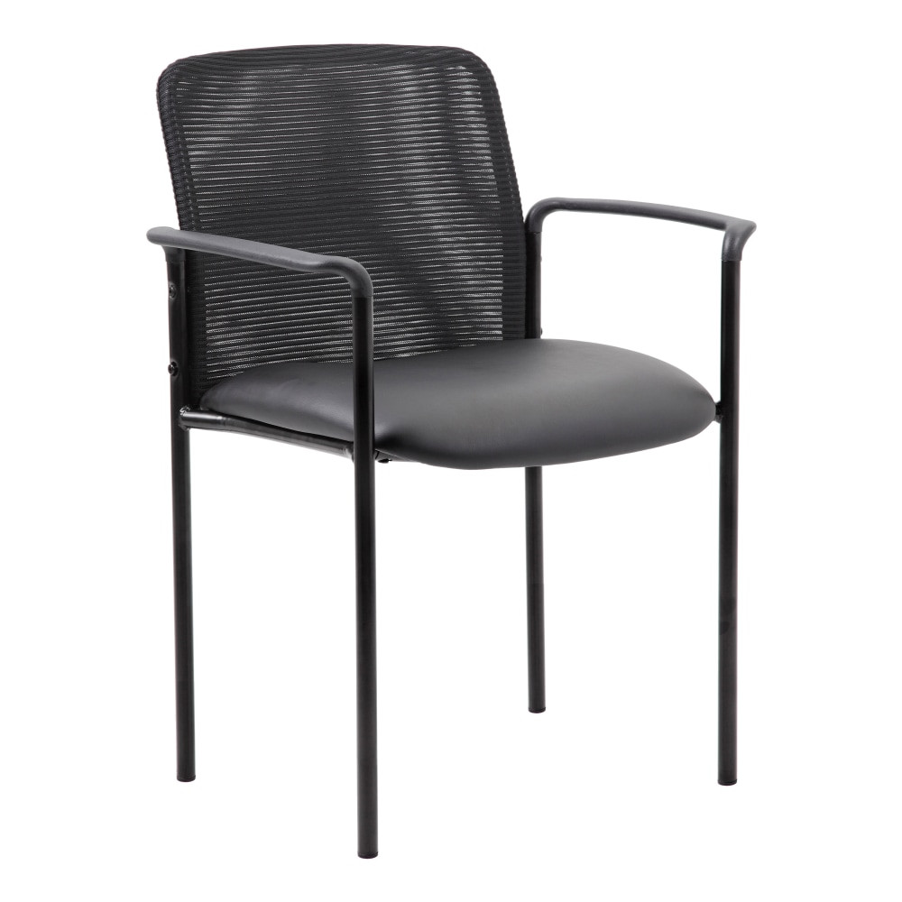 NORSTAR OFFICE PRODUCTS INC. B6909-CS Boss Office Products Caressoft/Mesh Stacking Guest Chair, Black