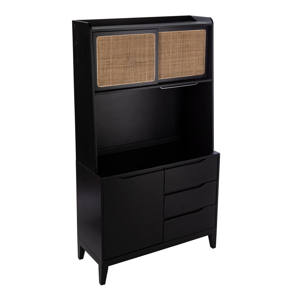 SOUTHERN ENTERPRISES, INC. KA1096212 SEI Furniture Carondale 38inW Tall Buffet Cabinet With Storage, Black/Natural