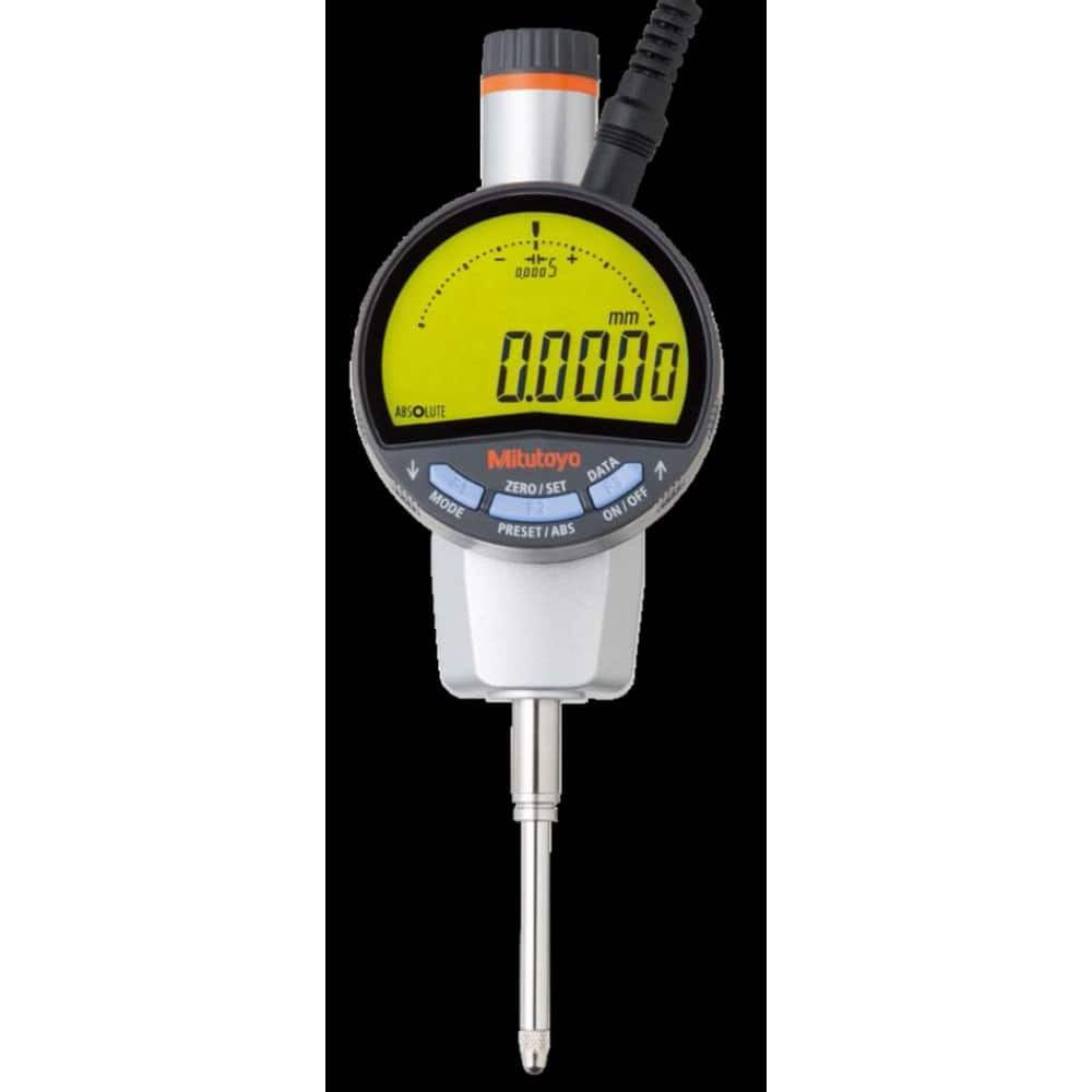 Mitutoyo 543-851A Electronic Drop Indicator: 0.00 mm Min, 25.00 mm Max, 0.003 Accuracy, Flat Back, 59.40 mm Dial