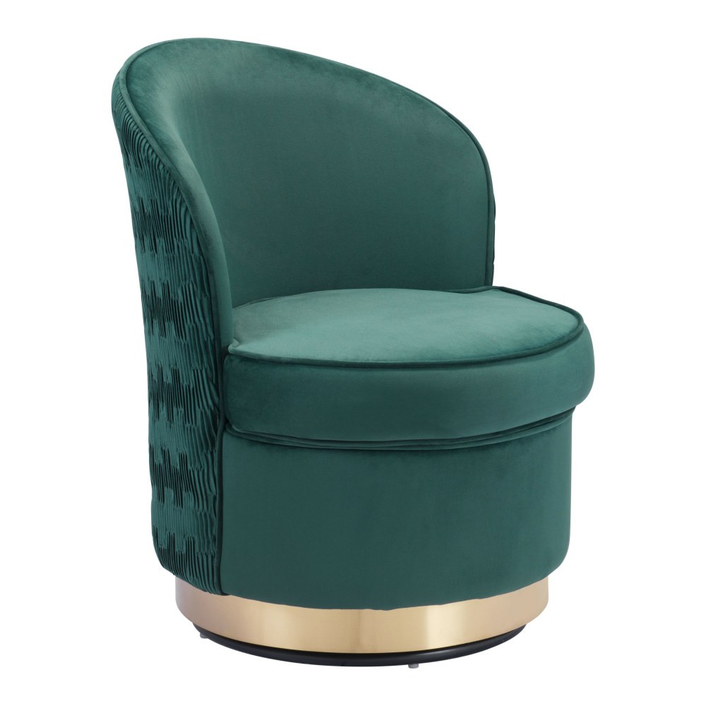 ZUO MODERN 101866  Zelda Accent Chair, Green/Gold