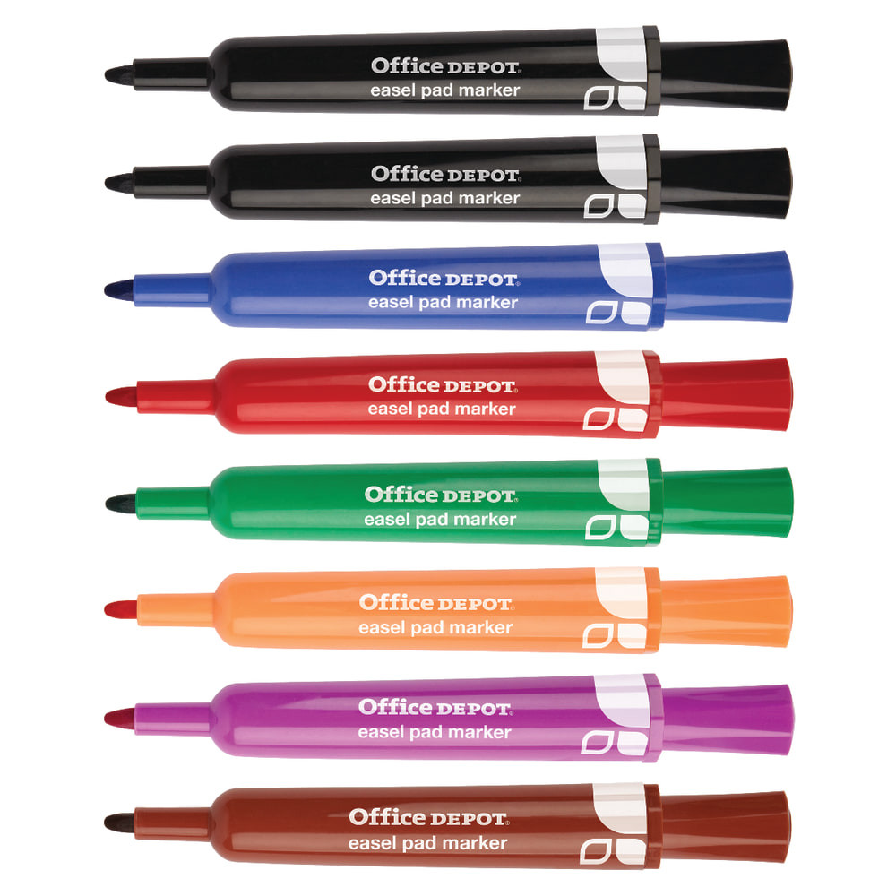 OFFICE DEPOT FC102607-N  Brand Easel Pad Flip Chart Markers, 100% Recycled Plastic Barrel, Assorted Colors, Pack Of 8
