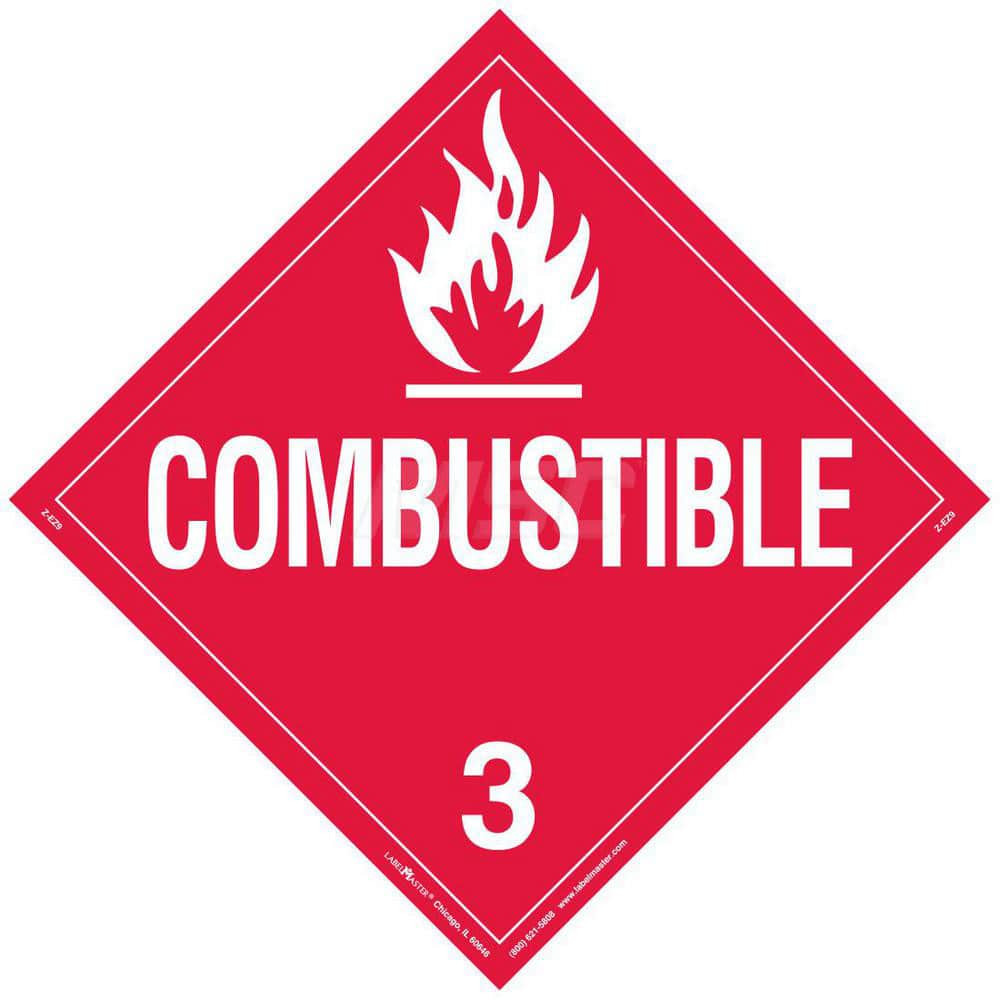 Labelmaster Z-EZ9 DOT Placards & Holders; Legend: Combustible ; Material: Vinyl ; Legend Color: Red ; Placard Coating: UV ; Language: English