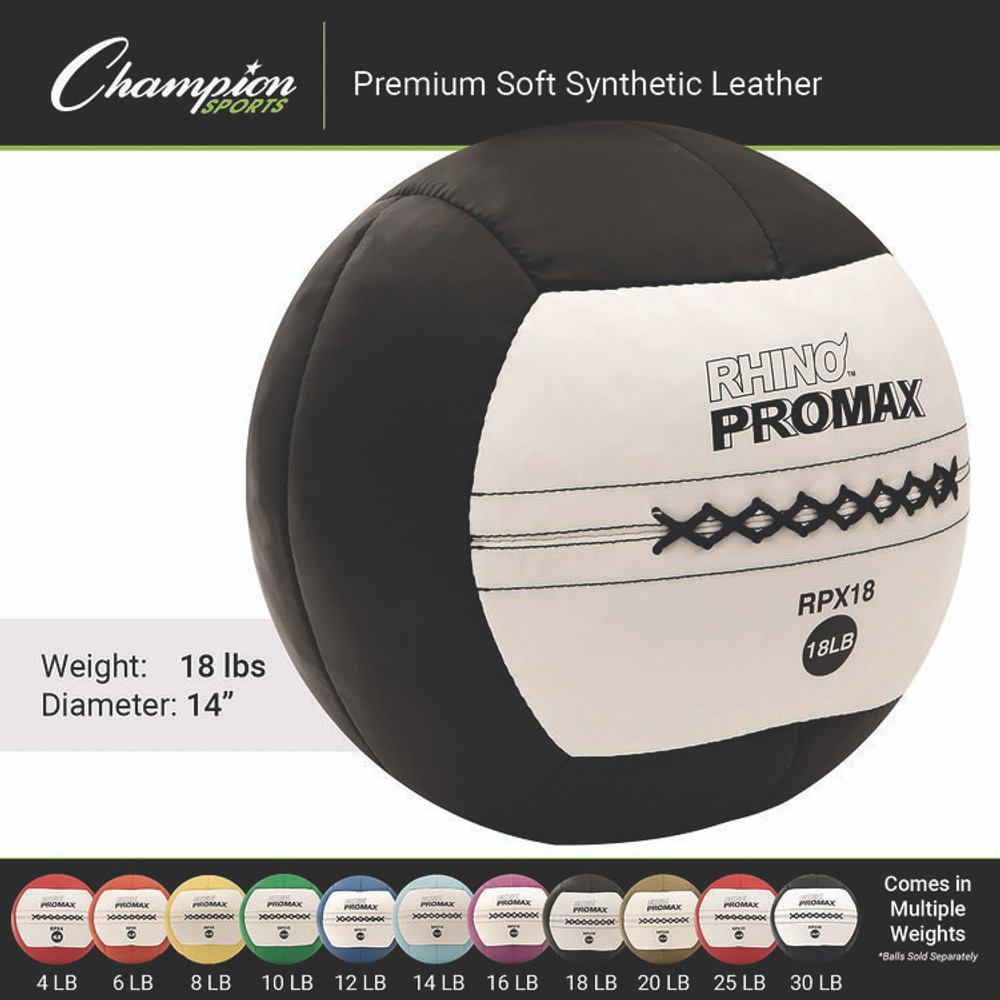 CHAMPION SPORT Sports RPX18 Rhino Promax Medicine Ball, 18 lb, Black