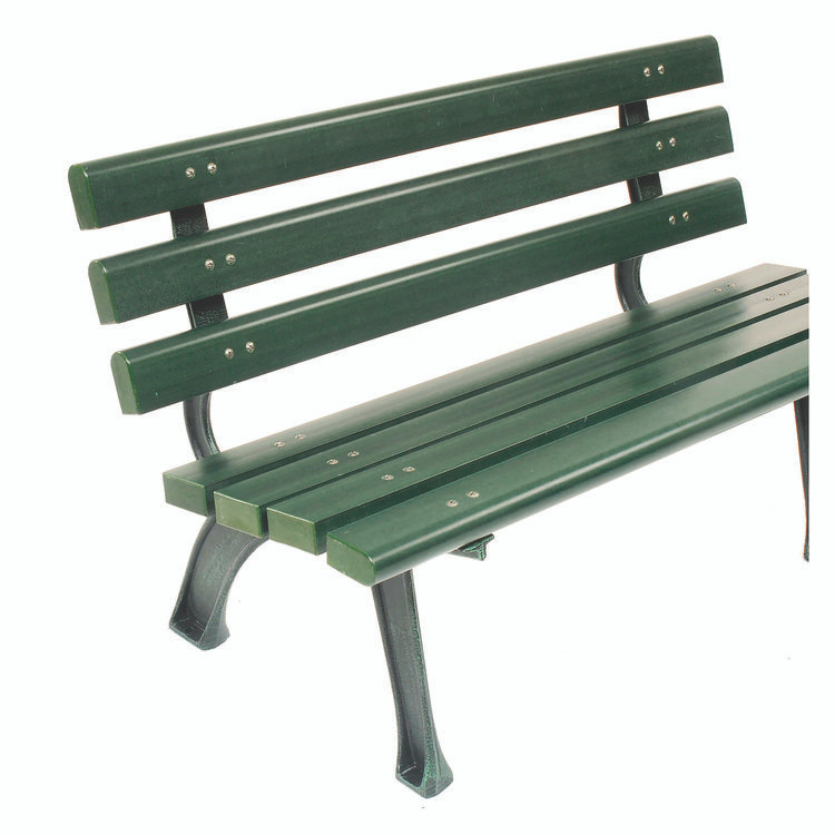 GLOBAL INDUSTRIAL 240125GN Recycled Plastic Benches with Back, 48" x 23" x 28", Green Seat/Back, Green Base