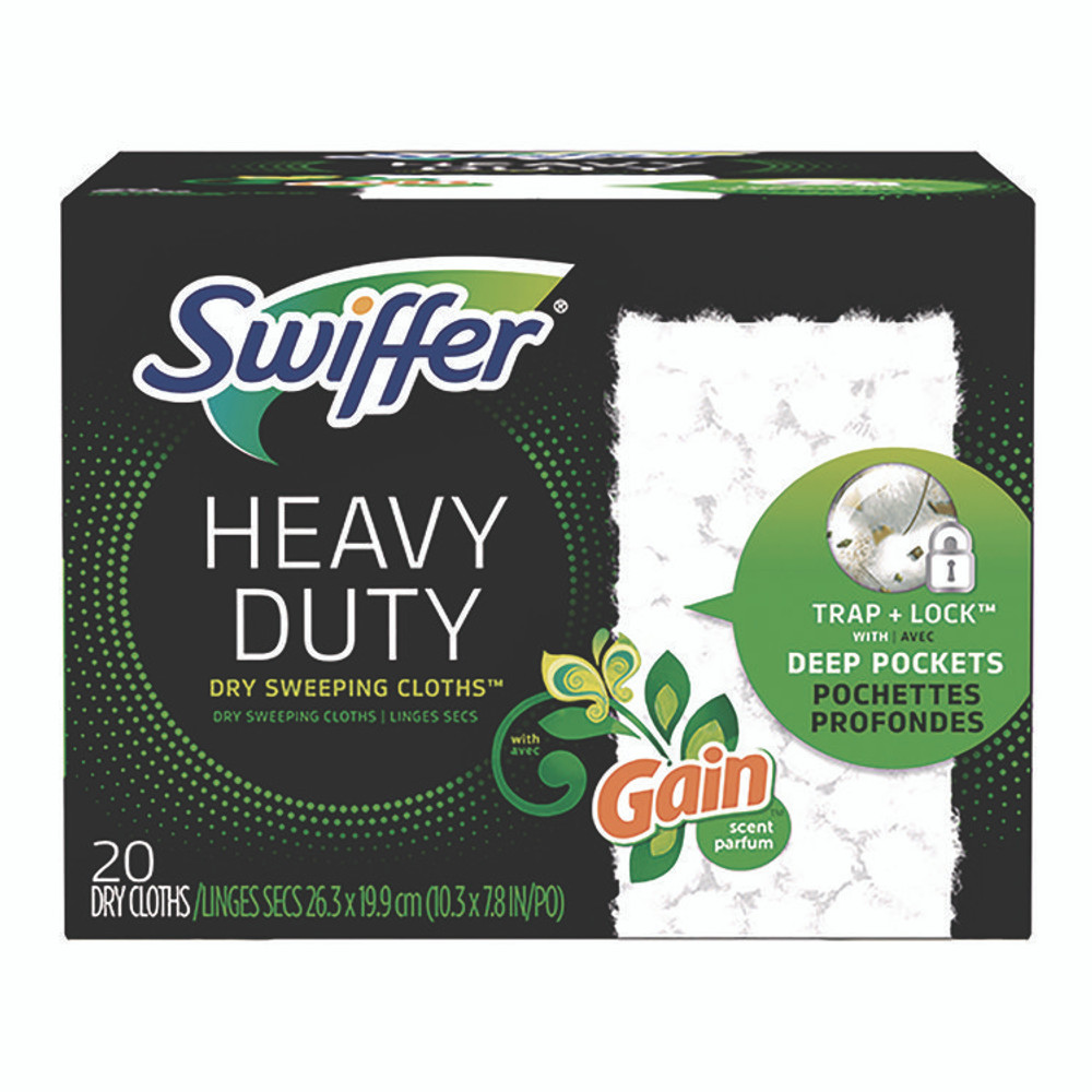 PROCTER & GAMBLE Swiffer® 94136 Heavy-Duty Dry Refill Cloths, 7.8 x 10.3, Gain Original Scent, White, 20 Cloths/Box