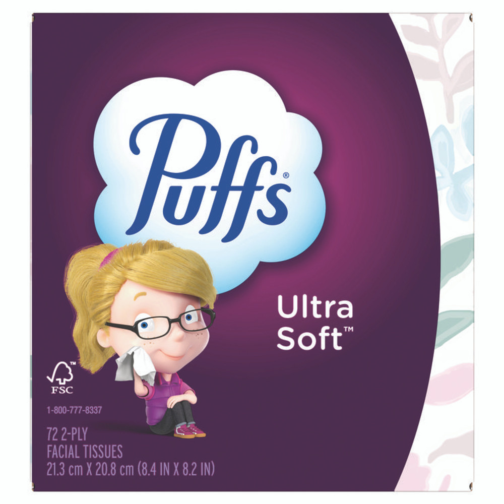 PROCTER & GAMBLE Puffs® 97788BX Ultra Soft Facial Tissue, 2-Ply, White, 72 Sheets/Box