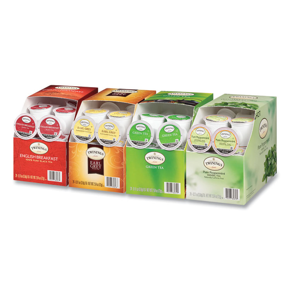 TWININGS NORTH AMERICA INC 54192 Tea K-Cups, Assorted, 0.11 oz K-Cups, 24/Box, 4 Boxes/Carton