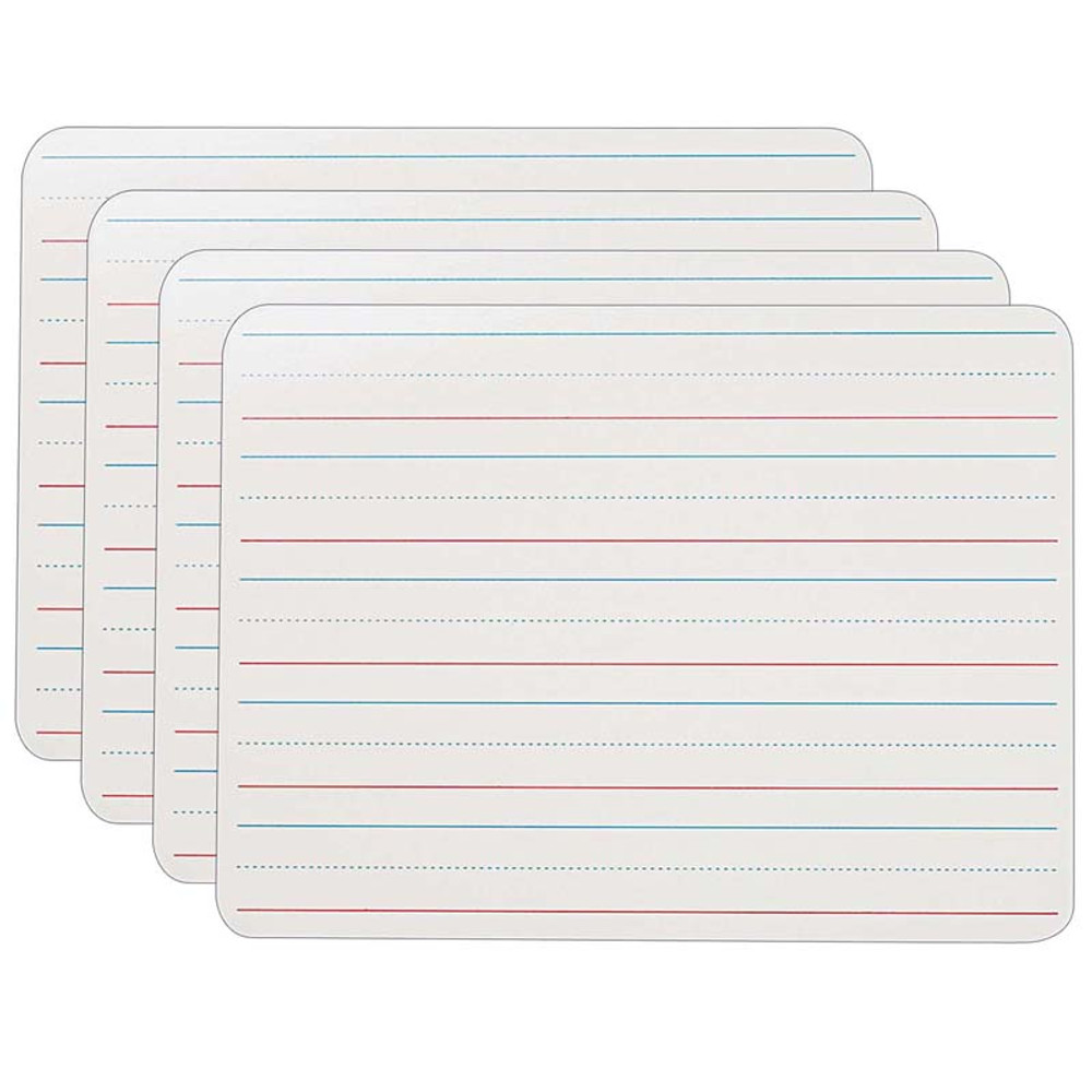 FLIPSIDE Flipside Products Two-Sided Dry Erase Board, Plain/Ruled, 9" x 12", Pack of 4