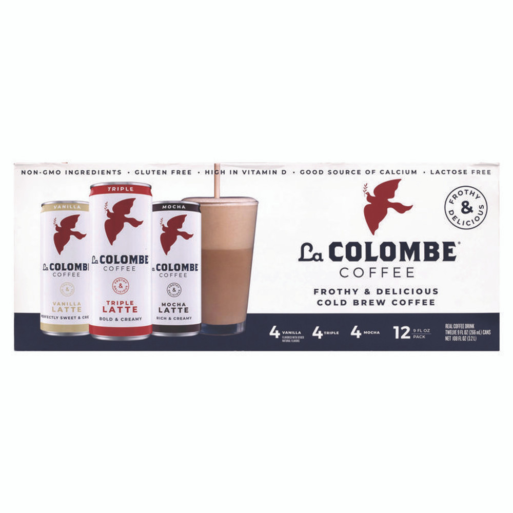 LA COLOMBE COFFEE ROASTERS 22002272 Draft Latte Cold Brew, Assorted Flavors, 9 oz Can, 12/Carton