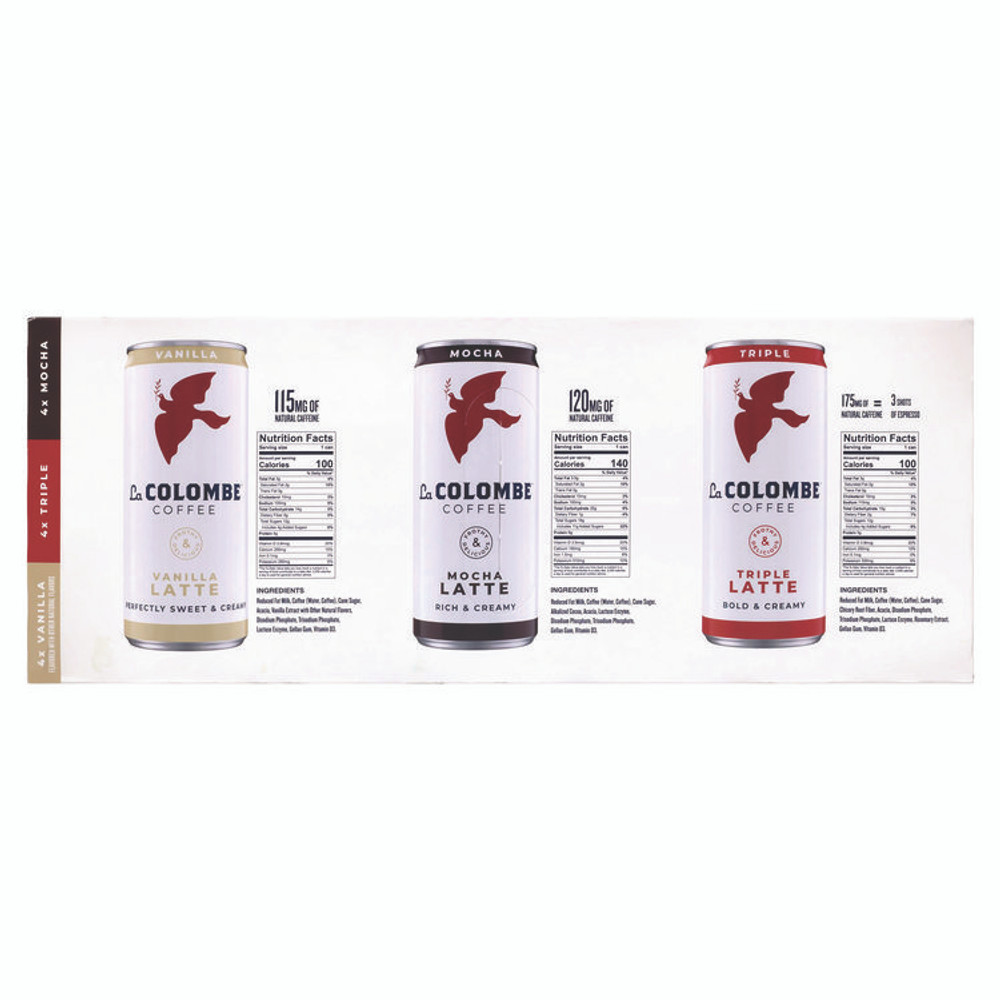 LA COLOMBE COFFEE ROASTERS 22002272 Draft Latte Cold Brew, Assorted Flavors, 9 oz Can, 12/Carton