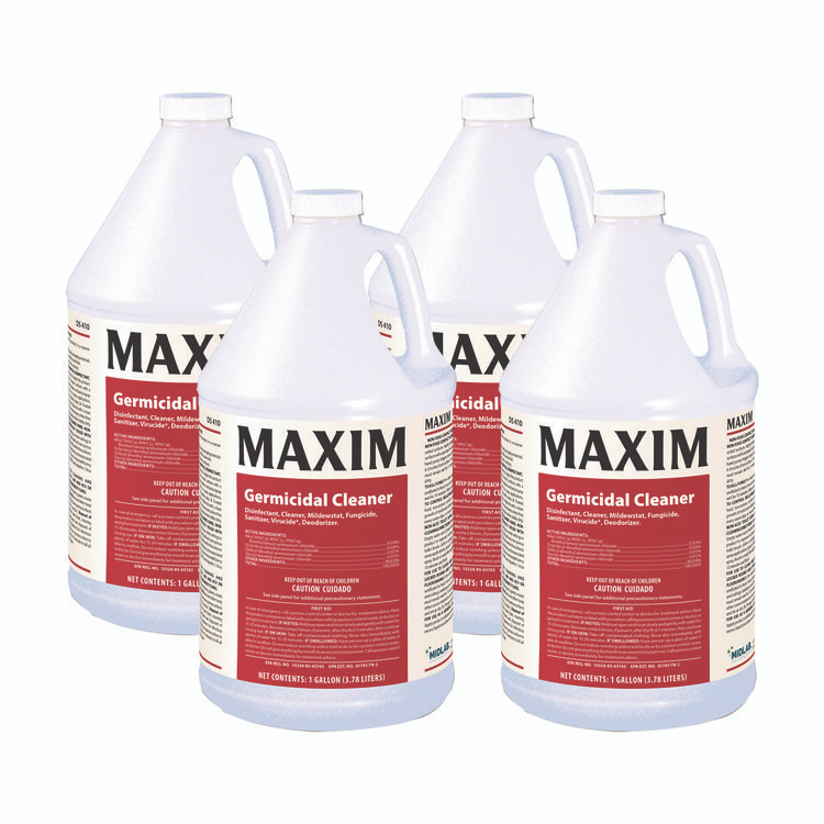 MIDLAB Maxim® 04100041 Germicidal Cleaner, Lemon Scent, 1 gal Bottle, 4/Carton