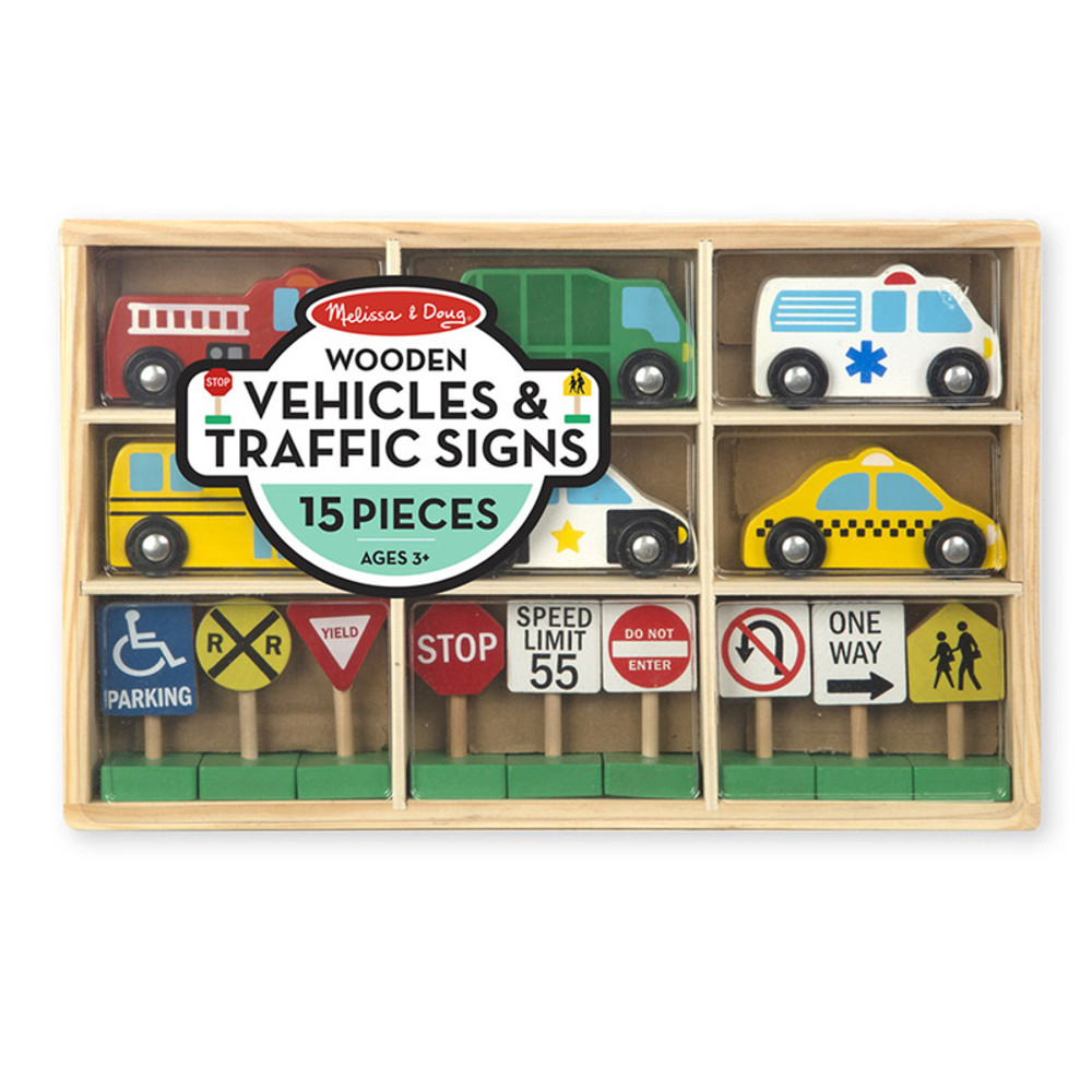 MELISSA & DOUG Melissa & Doug Wooden Vehicles and Traffic Signs