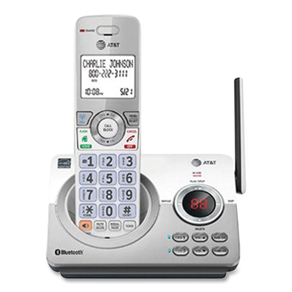 VTECH COMMUNICATIONS AT&T® DL72310 Connect to Cell DL72310 Cordless Telephone, Base and 2 Additional Handsets, White/Silver