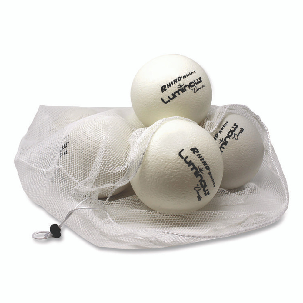 CHAMPION SPORT Sports RXLUMSET Rhino Skin Luminous Dodgeball Set, 6.3" Diameter, Luminous White/Blue, 6/Set