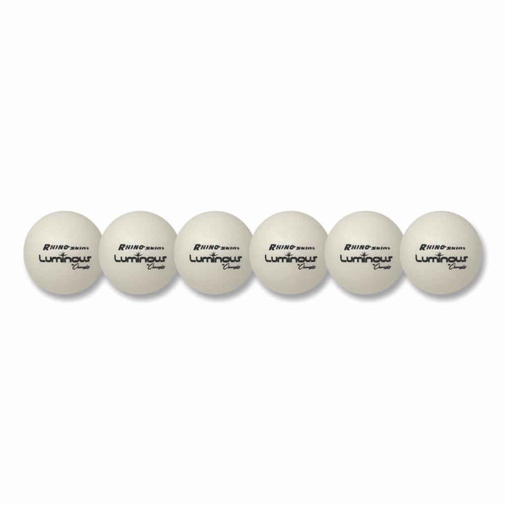 CHAMPION SPORT Sports RXLUMSET Rhino Skin Luminous Dodgeball Set, 6.3" Diameter, Luminous White/Blue, 6/Set