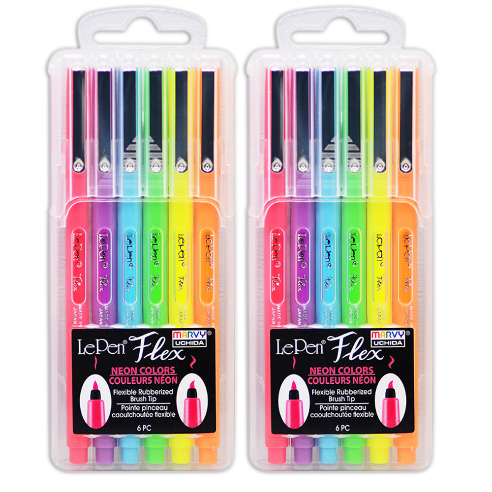 UCHIDA OF AMERICA, CORP Marvy Uchida® LePen® Flex, 6 Neon Colors Per Pack, 2 Packs