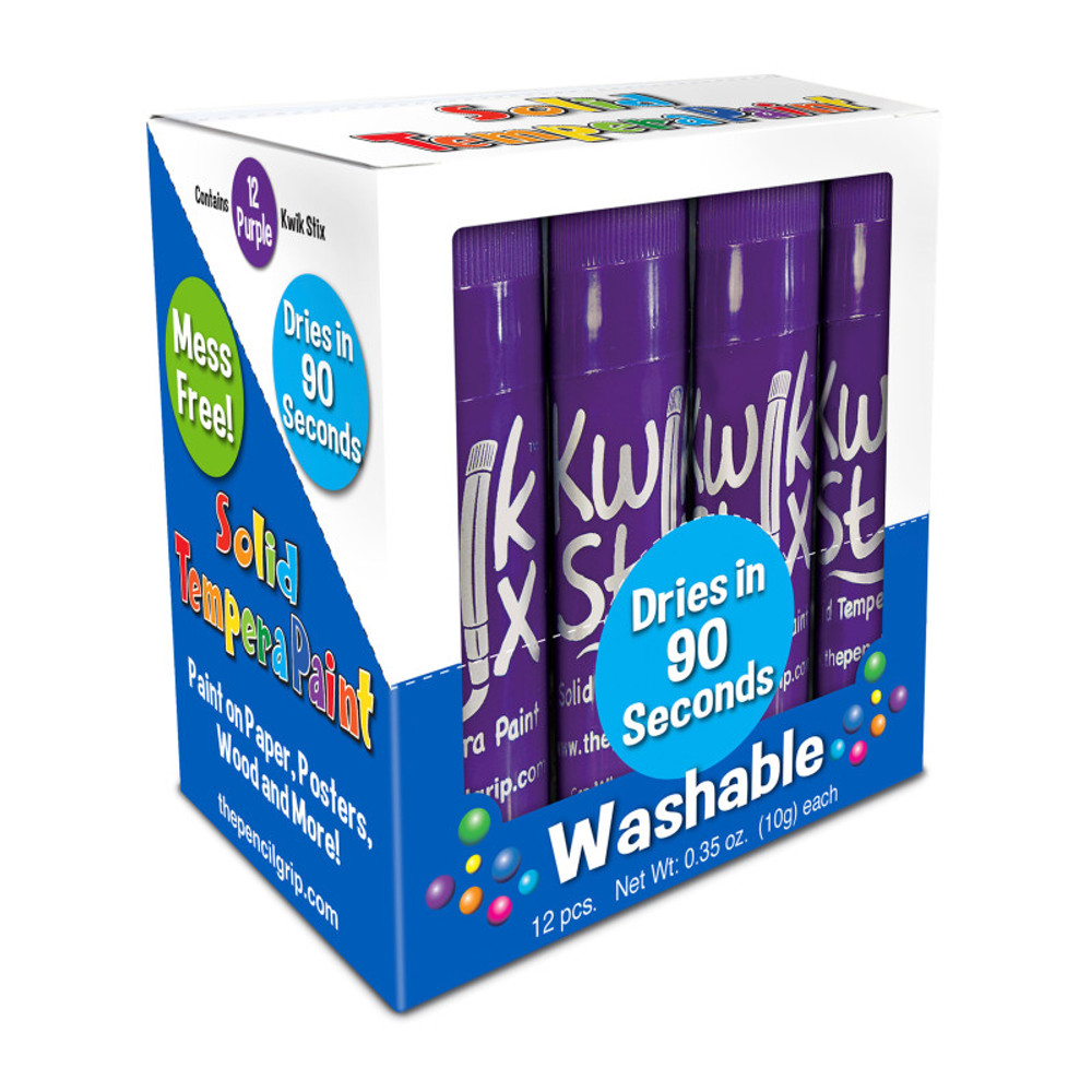 THE PENCIL GRIP Kwik Stix™ Solid Tempera Paint Sticks, Single Color Pack, Purple, Pack of 12