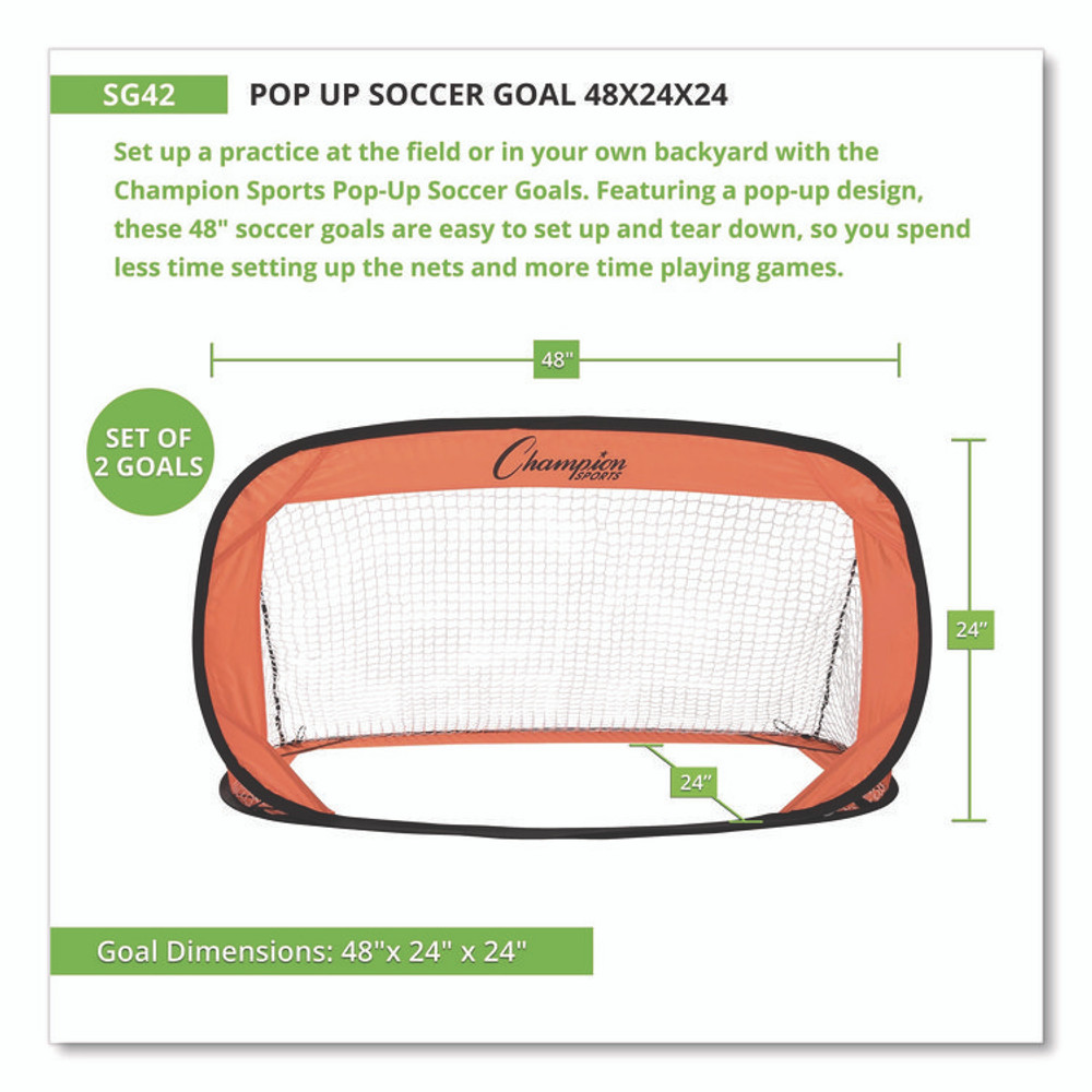 CHAMPION SPORT Sports SG42 Pop Up Soccer Goal, 4 ft x 2 ft, Pair