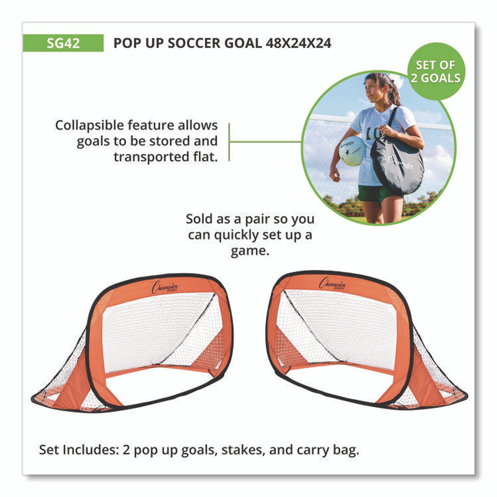 CHAMPION SPORT Sports SG42 Pop Up Soccer Goal, 4 ft x 2 ft, Pair