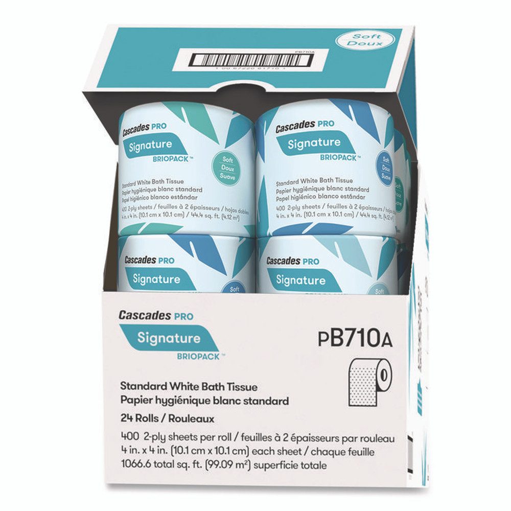 CASCADES TISSUE GROUP PRO B710 Signature Bath Tissue, Septic Safe, 2-Ply, White, 400 Sheets/Roll, 24 Rolls/Carton