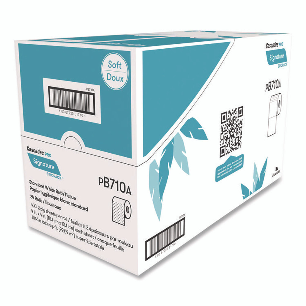 CASCADES TISSUE GROUP PRO B710 Signature Bath Tissue, Septic Safe, 2-Ply, White, 400 Sheets/Roll, 24 Rolls/Carton