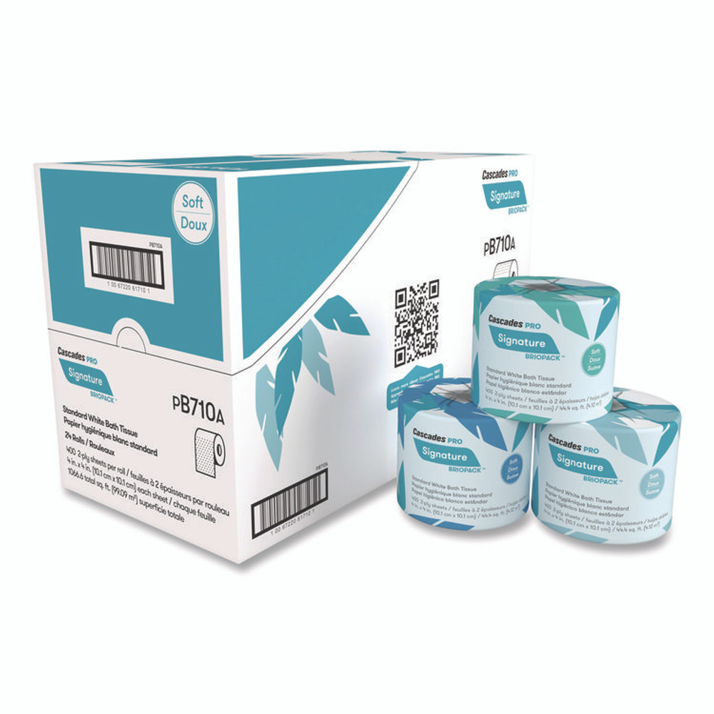 CASCADES TISSUE GROUP PRO B710 Signature Bath Tissue, Septic Safe, 2-Ply, White, 400 Sheets/Roll, 24 Rolls/Carton