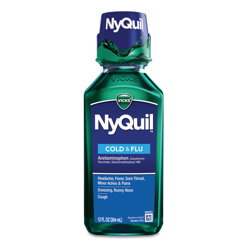 PROCTER & GAMBLE Vicks® 01426EA NyQuil Cold and Flu Nighttime Liquid, 12 oz Bottle