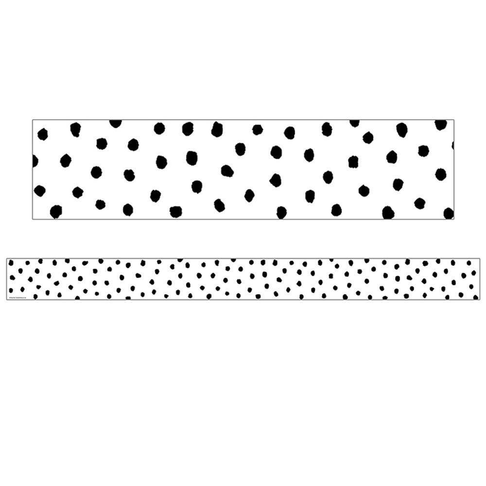 TEACHER CREATED RESOURCES Teacher Created Resources® Black Painted Dots on White Straight Border Trim