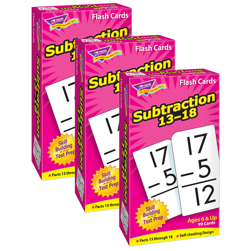 TREND ENTERPRISES INC. TREND Subtraction 13-18 Skill Drill Flash Cards, 3 Packs