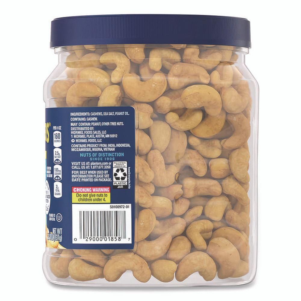 KRAFT FOODS, INC Planters® 01858 Salted Cashew Halves and Pieces, 26 oz Canister