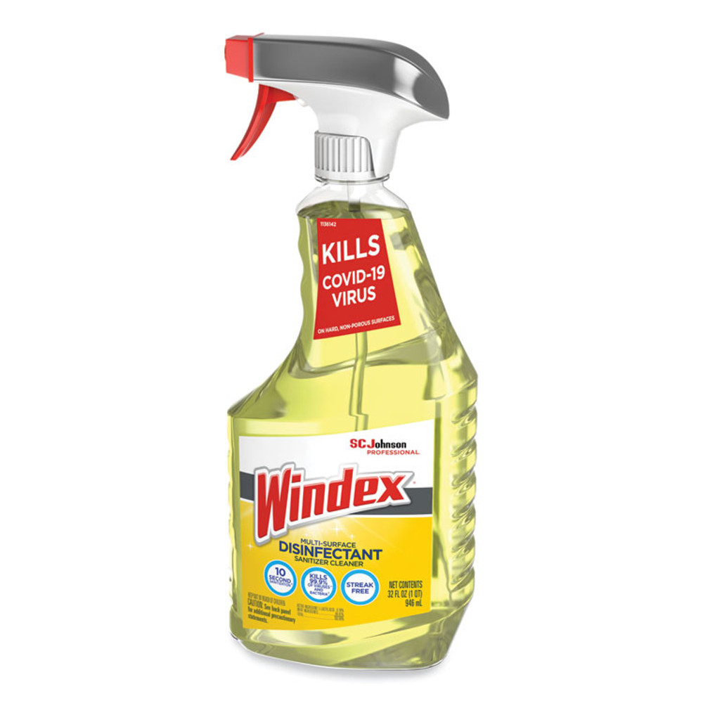 SC JOHNSON Windex® 322369 Multi-Surface Disinfectant Cleaner, Fresh Scent, 32 oz Spray Bottle, 8/Carton