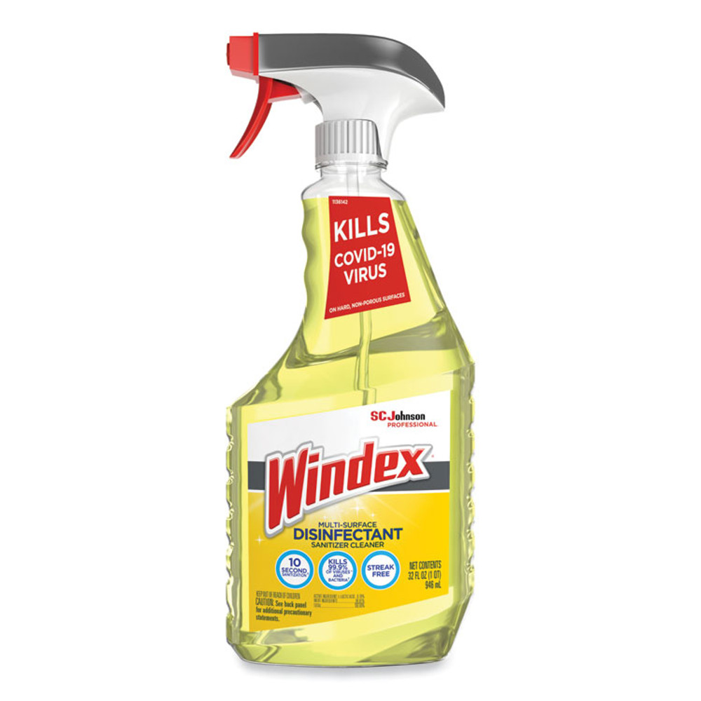 SC JOHNSON Windex® 322369 Multi-Surface Disinfectant Cleaner, Fresh Scent, 32 oz Spray Bottle, 8/Carton