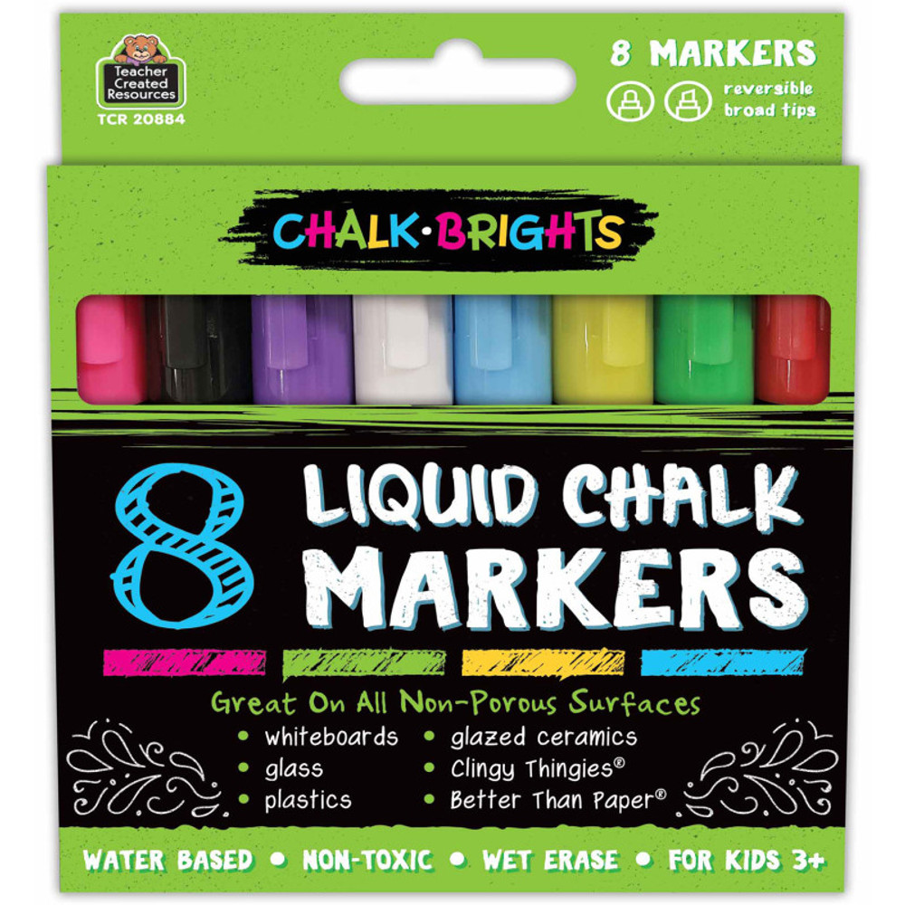 TEACHER CREATED RESOURCES Teacher Created Resources® Chalk Brights Liquid Chalk Markers, Pack of 8