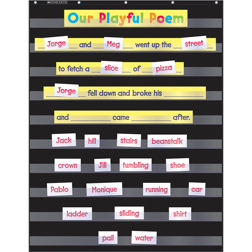 SCHOLASTIC TEACHING RESOURCES Scholastic Teaching Solutions Standard Pocket Chart, 34" x 44", Black