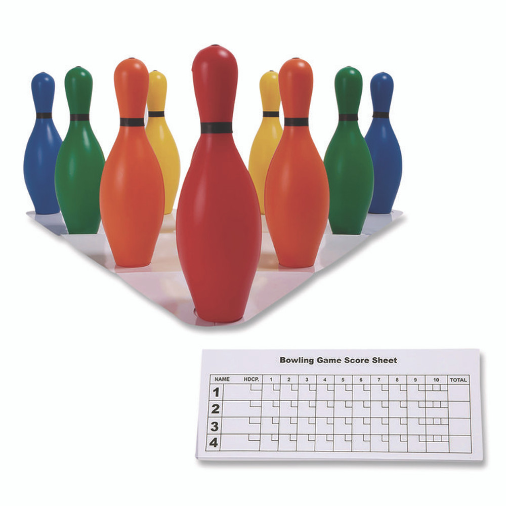 CHAMPION SPORT Sports BP10CLR Plastic Bowling Pin Set, Assorted Colors, 10/Set