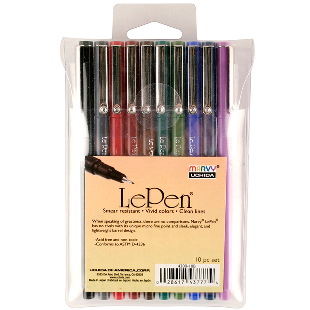 UCHIDA OF AMERICA, CORP Marvy Uchida® LePen® Micro-Fine Point Pen, Dark, 10 Colors