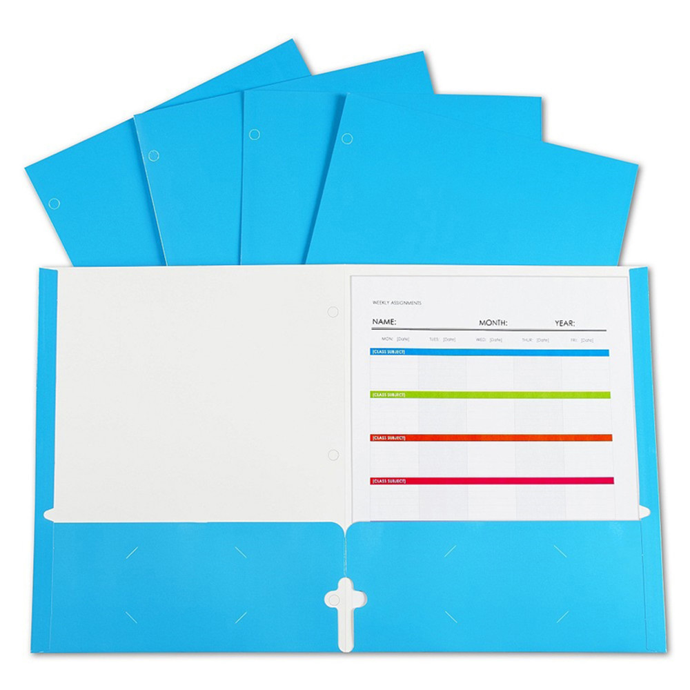 C-LINE PRODUCTS INC C-Line® 2-Pocket Laminated Paper Portfolios with 3-Hole Punch, Blue, Box of 25