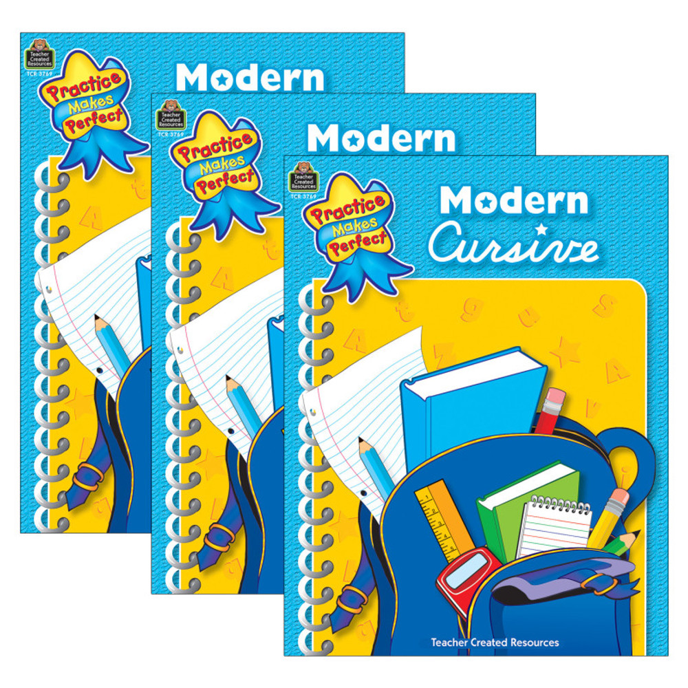 TEACHER CREATED RESOURCES Teacher Created Resources® Practice Makes Perfect: Modern Cursive Book, Pack of 3
