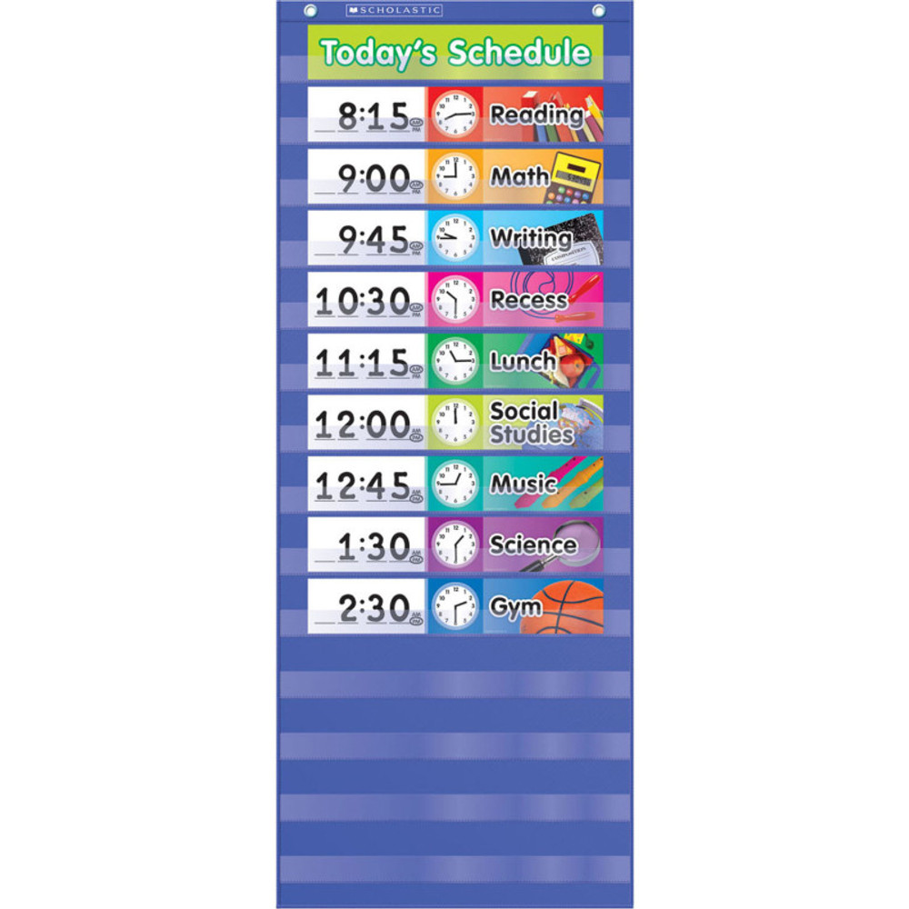 SCHOLASTIC TEACHING RESOURCES Scholastic Teaching Solutions Daily Schedule Pocket Chart, 17 pieces