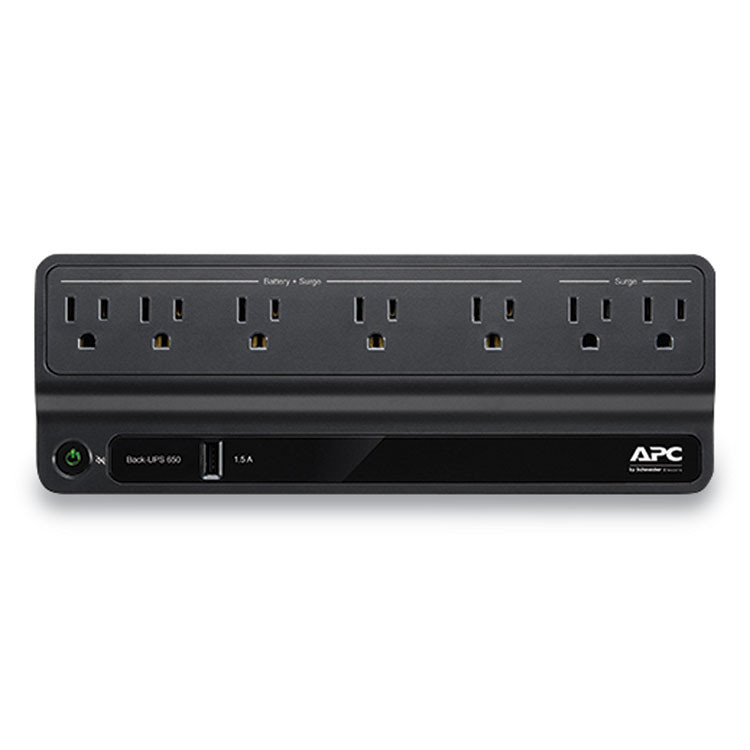 AMERICAN POWER CONVERSION APC® BVN650M1 BN650M1 Back-UPS 650 VA Battery Backup System, 7 Outlets, 650 VA, 490 J