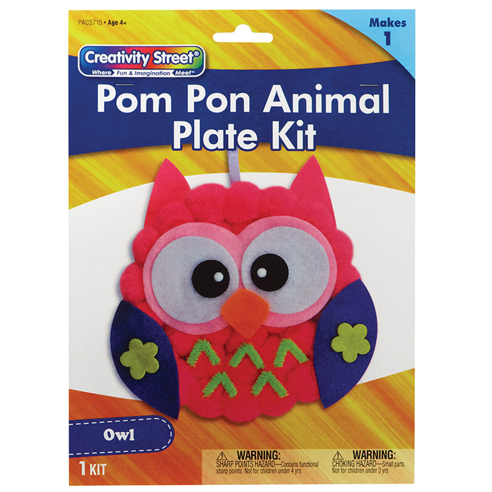 DIXON TICONDEROGA CO Creativity Street® Pom Pon Animal Plate Kit, Owl, 7" x 8" x 1", 1 Kit