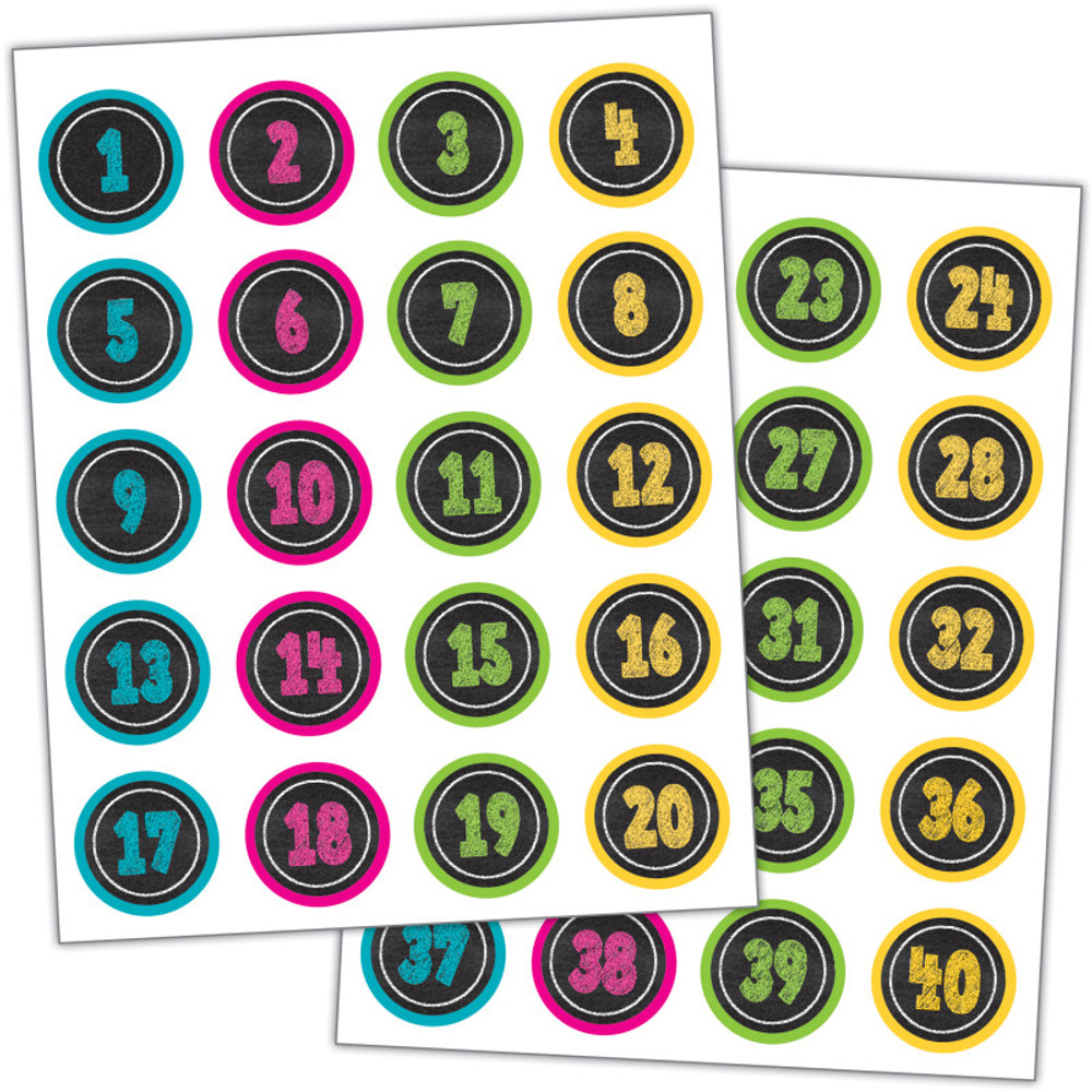 TEACHER CREATED RESOURCES Teacher Created Resources® Chalkboard Brights Numbers Stickers, Pack of 120