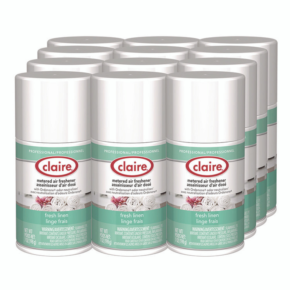 PLZ CORP Claire® 110 Metered Air Freshener, Fresh Linen, 11 oz Aerosol Spray, 12/Carton