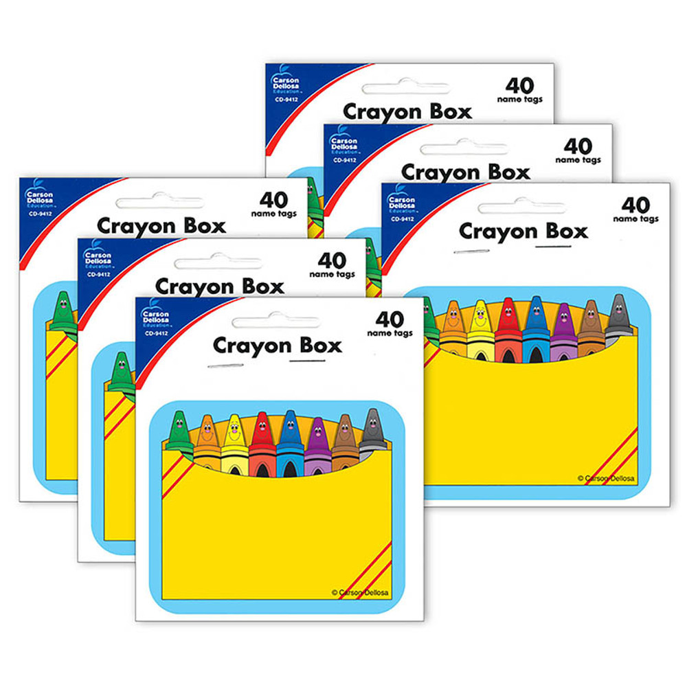 CARSON DELLOSA EDUCATION Carson Dellosa Education Crayon Box Name Tags, 40 Per Pack, 6 Packs