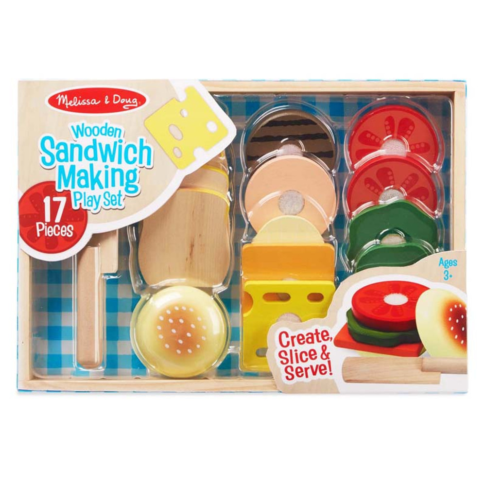 MELISSA & DOUG Melissa & Doug Sandwich-Making Wooden Play Food Set